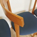 Set of 4 Calligaris Dining Chairs: Mid-Century Italian Design, Blue Fabric