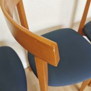 Set of 4 Calligaris Dining Chairs: Mid-Century Italian Design, Blue Fabric