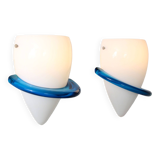 Paire d'appliques « Blue Swan » des années 1990 par Tinu Aufiero pour Venini, Italie