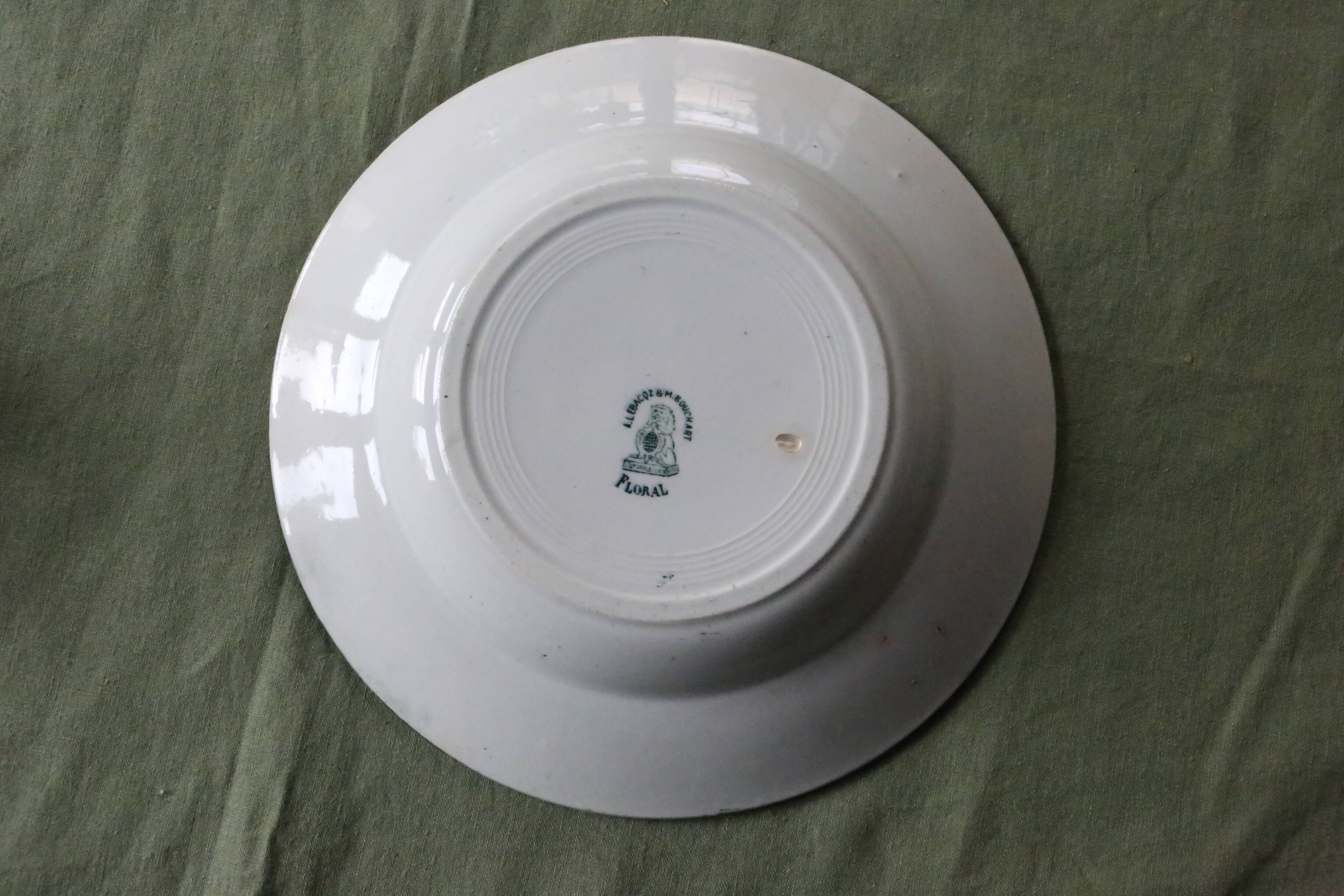 Lebacqz & M. Bouchard ironstone deep plate FLORAL model