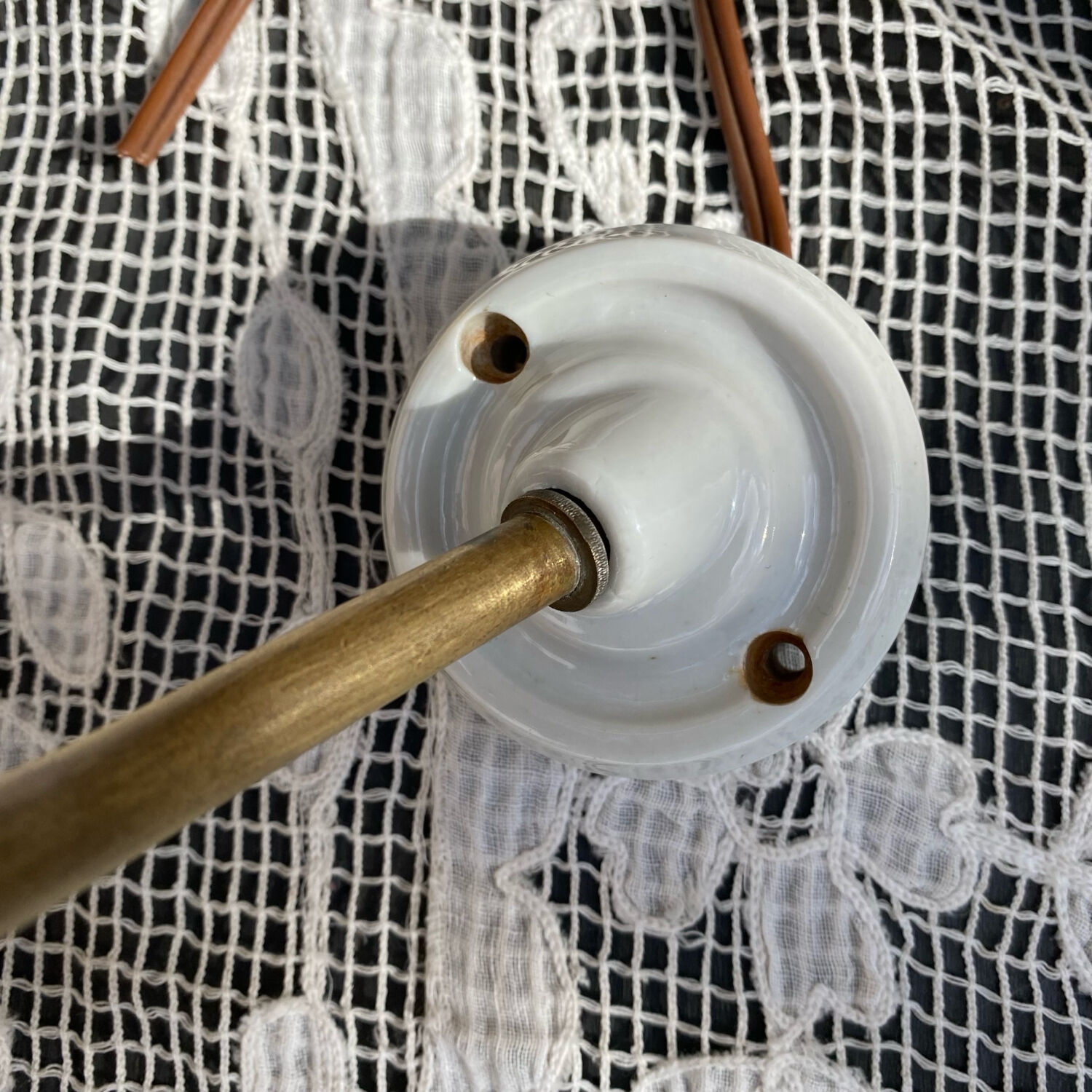 Swan neck brass and opaline wall light