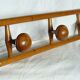 Wall coat rack with 3 hooks turned wood 1900
