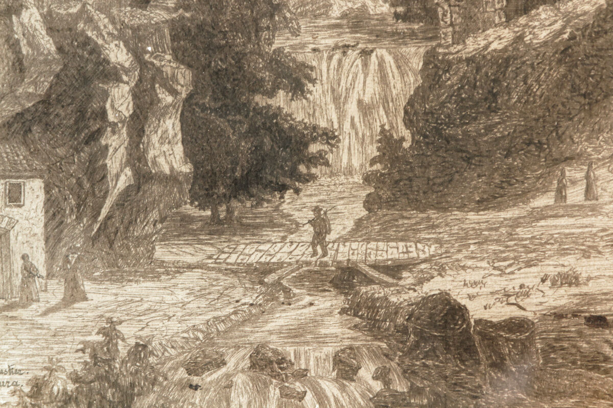 Old drawing, moustiers sainte marie