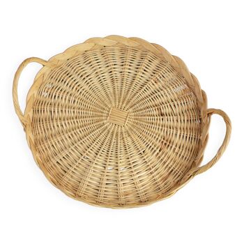 Round wicker top vintage basketry