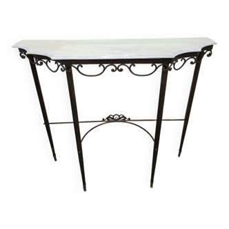 Console en fer forgé et plateau marbre – Style Art Déco / Néoclassique