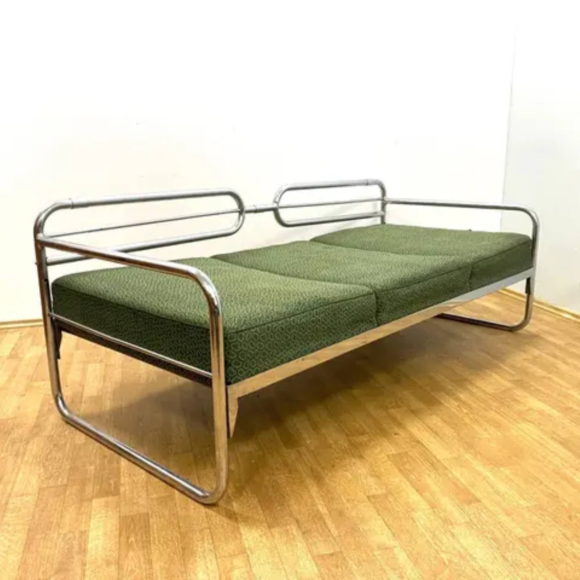 Canapé chromé Bauhaus par Slezák, Tchécoslovaquie, années 1930