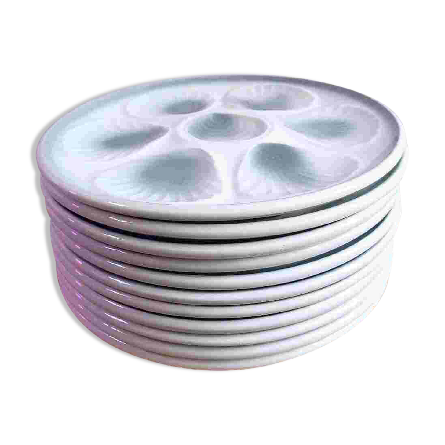 Set of 11 + 1 oyster plates Moulin des Loups