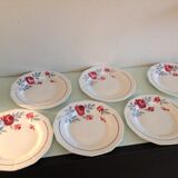 Suite of six flat plates décor Abeille d'Or by Ceranord St Amand / vintage 50s-60s