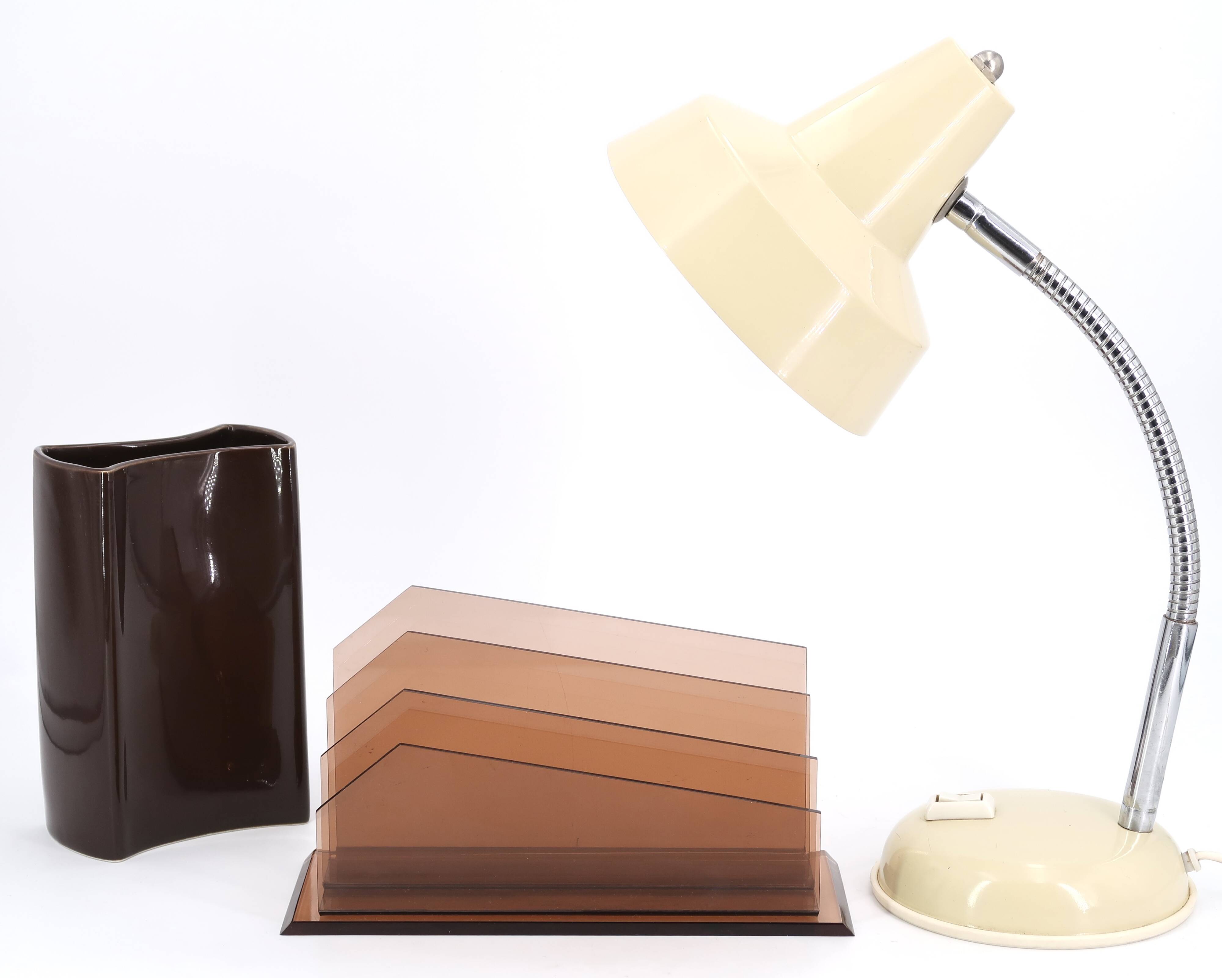 Mail holder in smoked brown plexiglass, 1970s