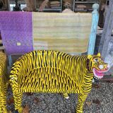 Painted wooden tiger chair