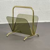 Brass and glass magazine rack