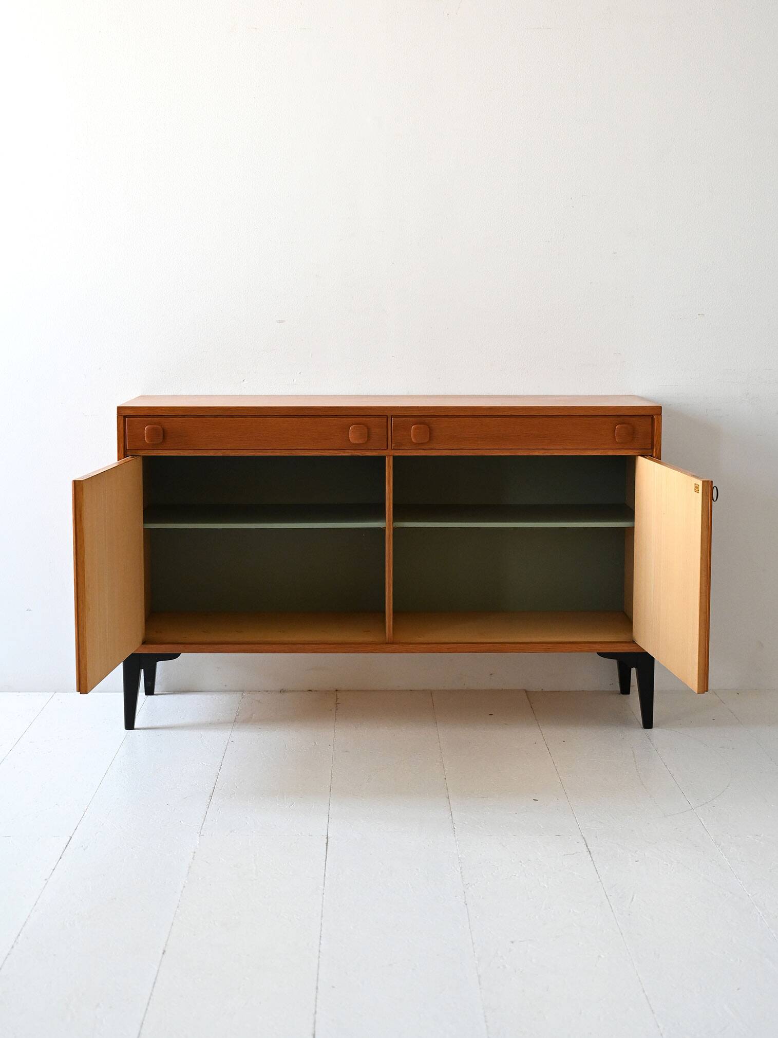 Vintage Scandinavian teak sideboard with black legs, 1950s/60s.