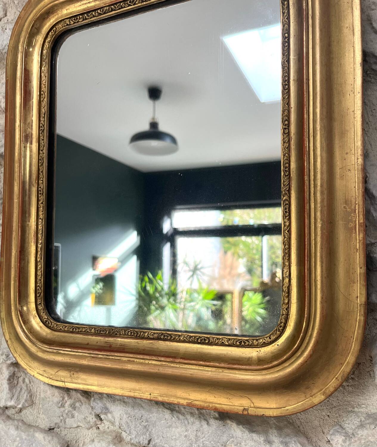 Antique mirror 42.5/36.5cm Louis-Philippe gilded with gold leaf, mercury