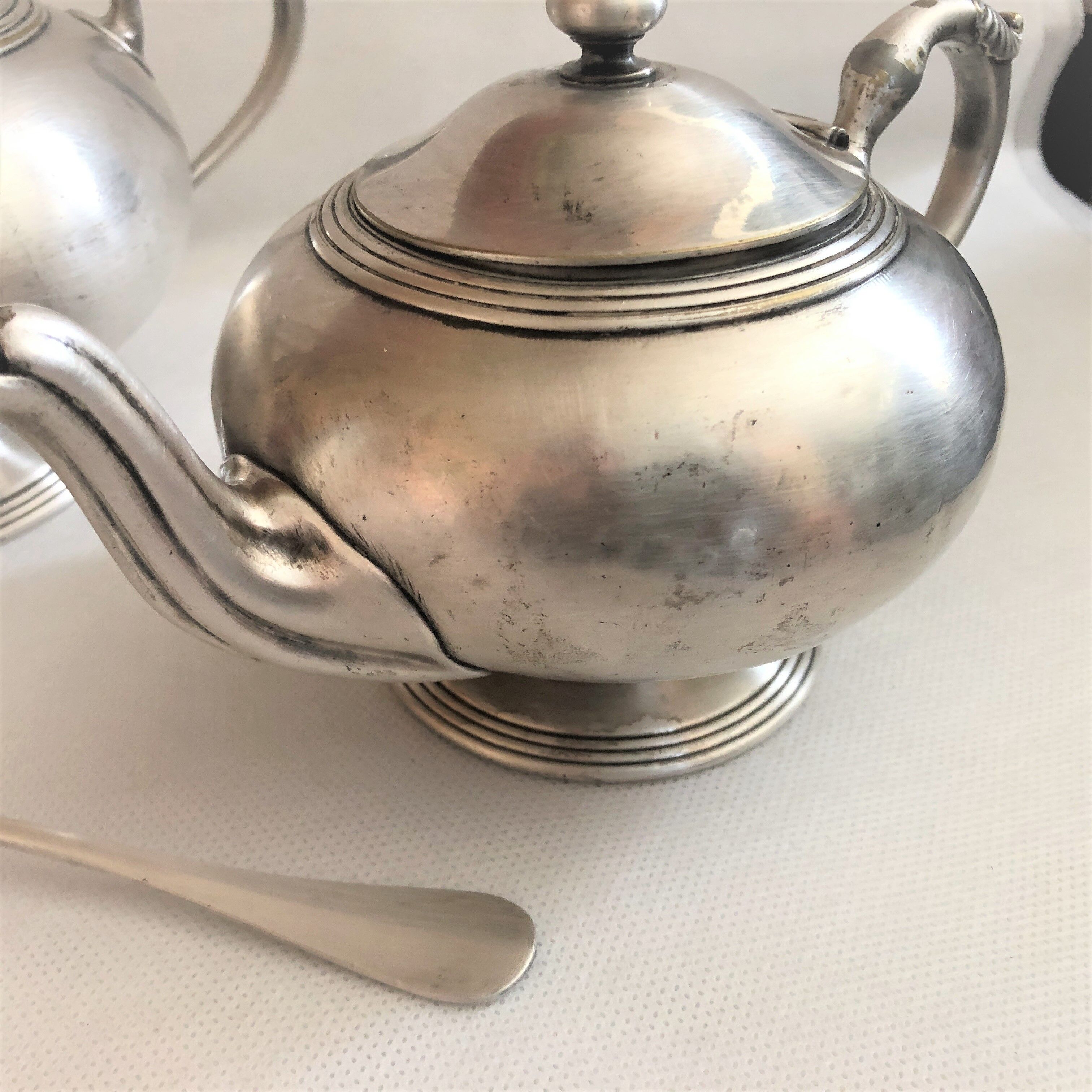 Vintage Buenos Aires silver metal coffee tea set with hallmarks