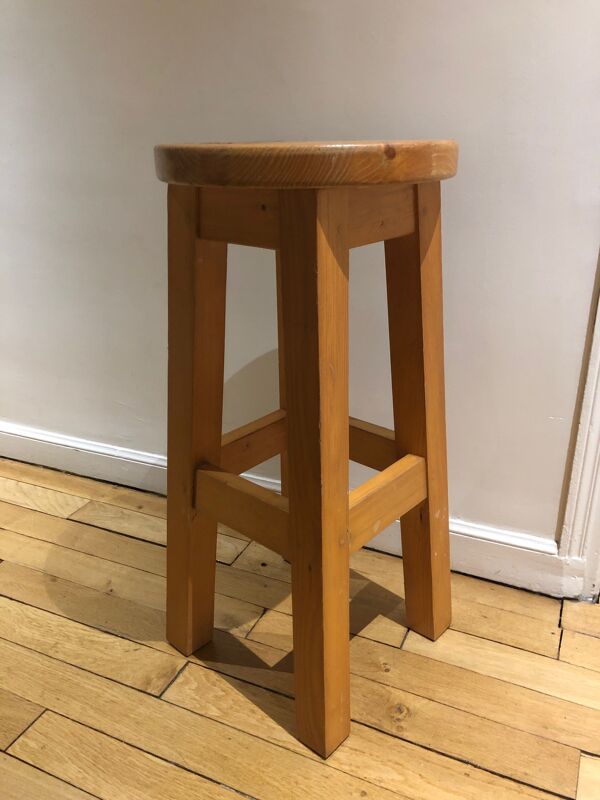 Tabouret sellette en pin années 70