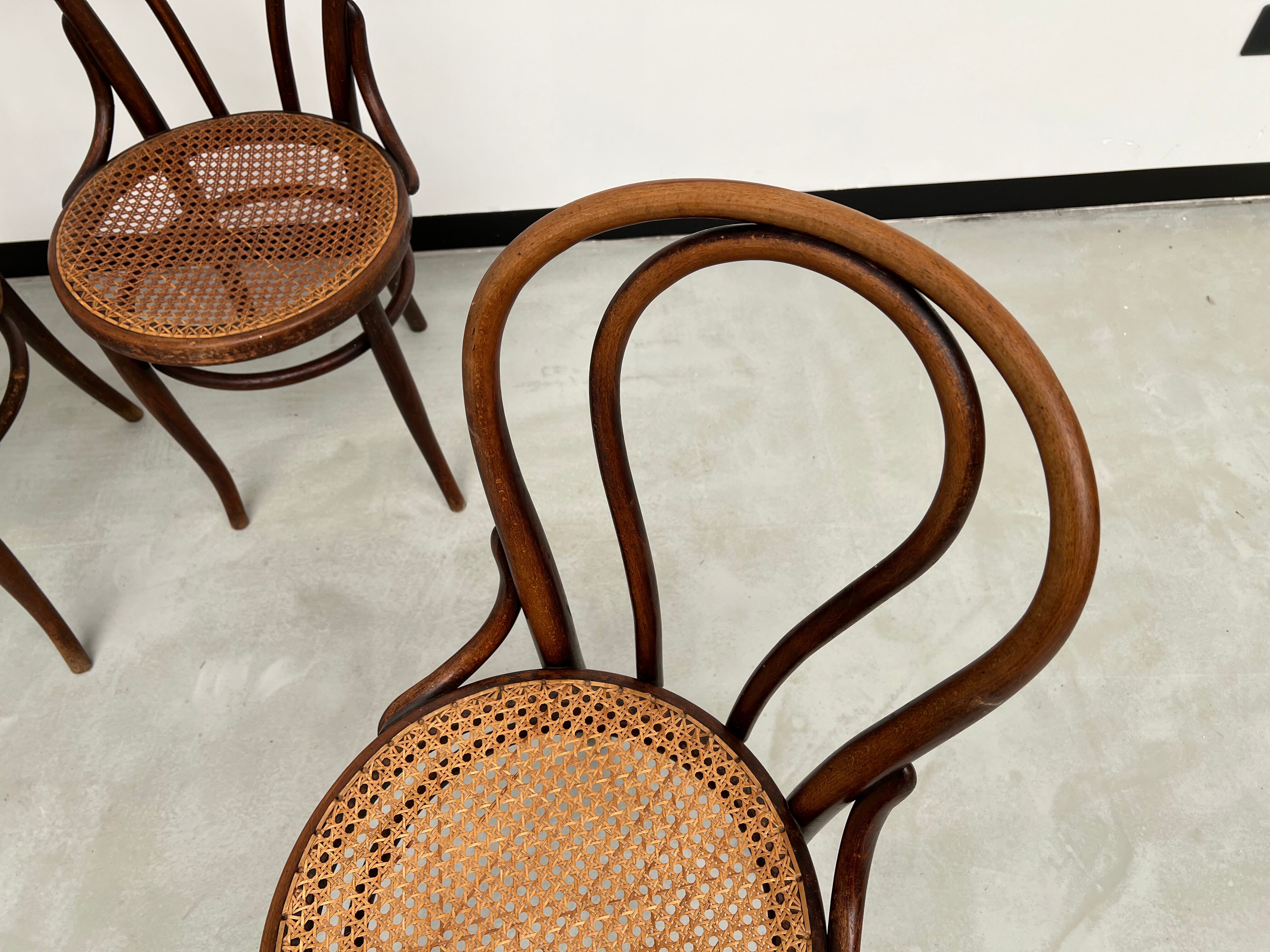 4 bentwood bistro chairs, circa 1910
