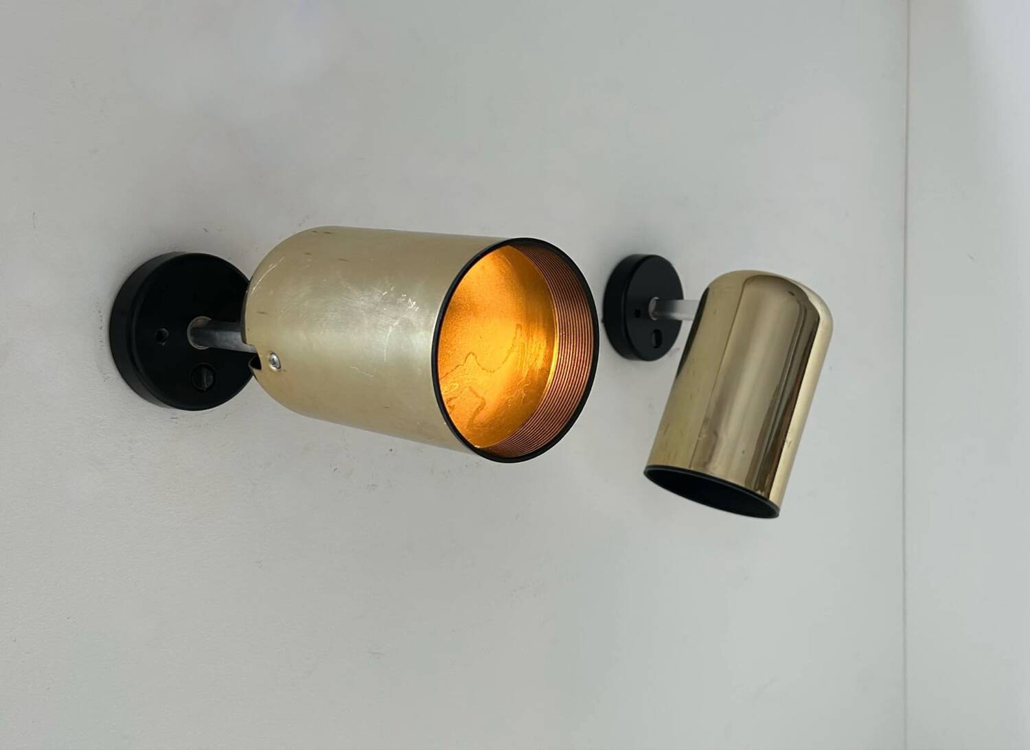 Pair of vintage adjustable brass wall lights, Italy 1970