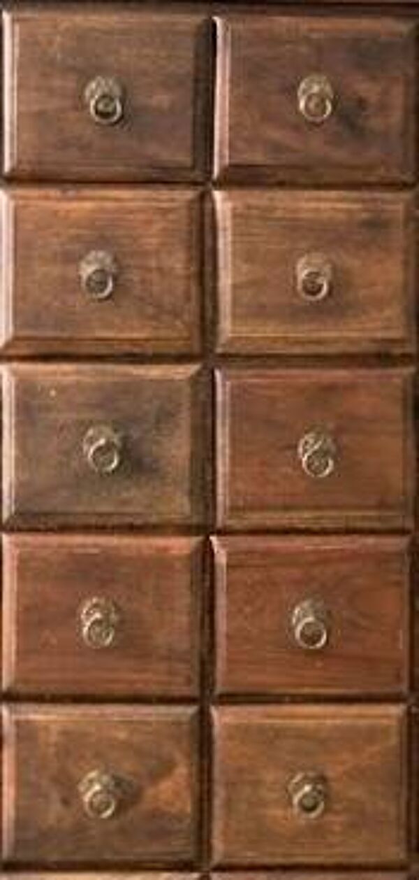 Meuble d'Apothicaire en Teck Massif - 24 Tiroirs