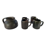 Stoneware jug and cups by Jean Dubost