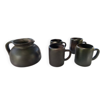 Stoneware jug and cups by Jean Dubost