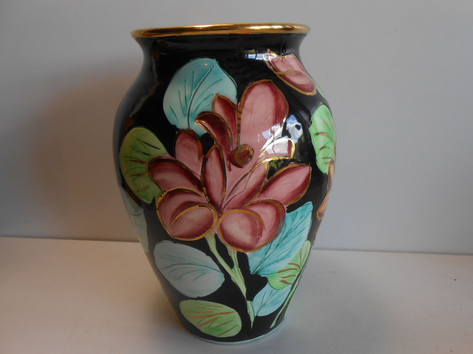 Vase polychrome vallauris jtf floral 50