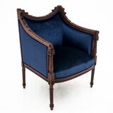 Blue bergere armchairs