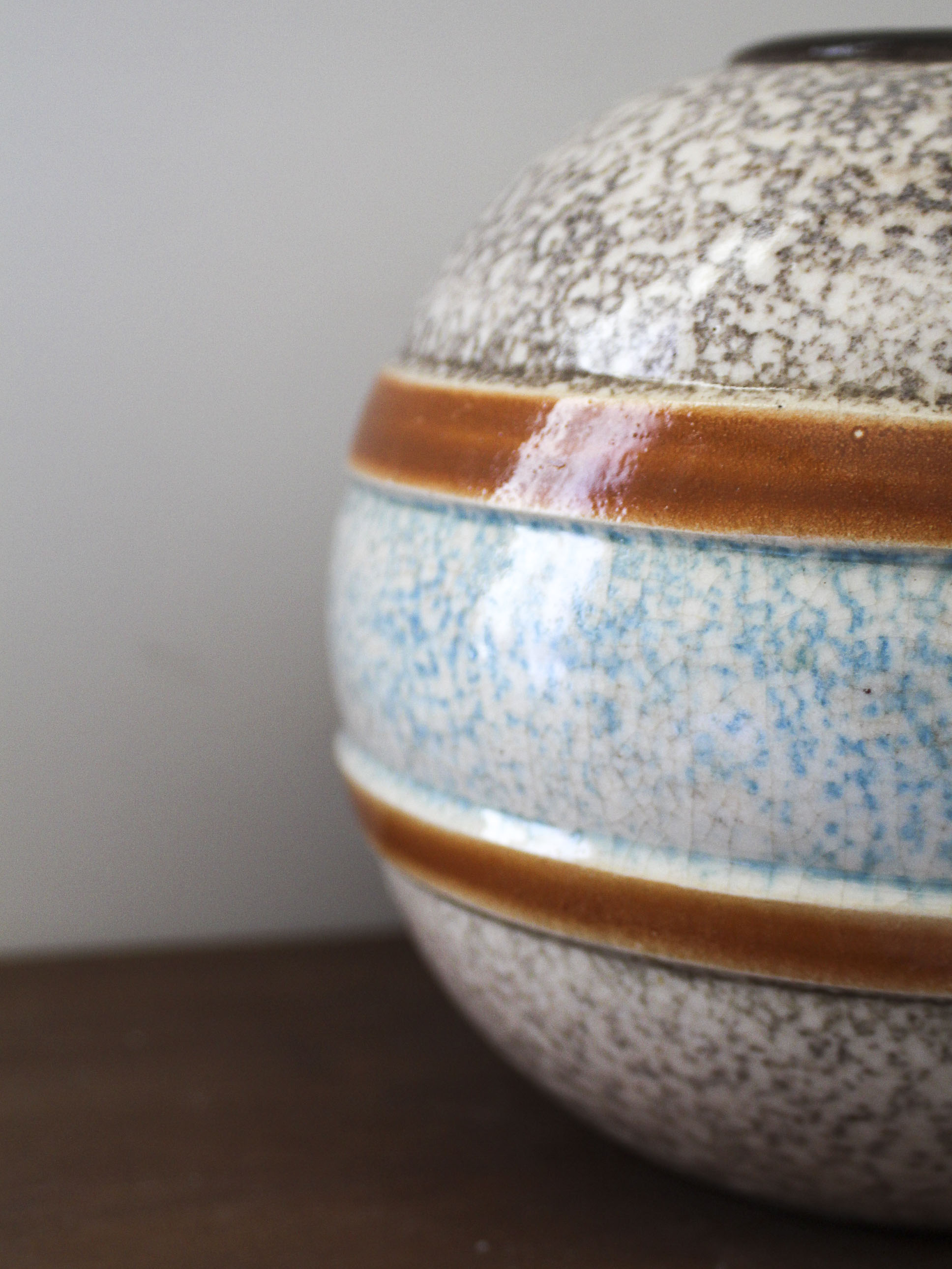 Art Deco glazed ceramic ball vase signed