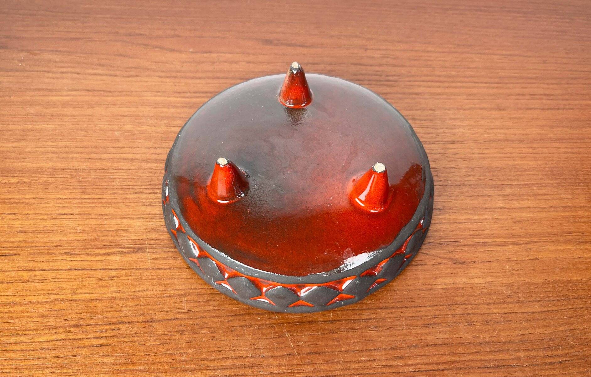 Bol trépied orange en céramique danoise vintage du milieu du siècle du studio Frank Keramik, années 1960
