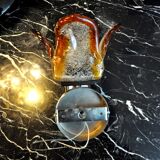 Wall lamp murano mazzega orange, frosted glass, italy, 1960