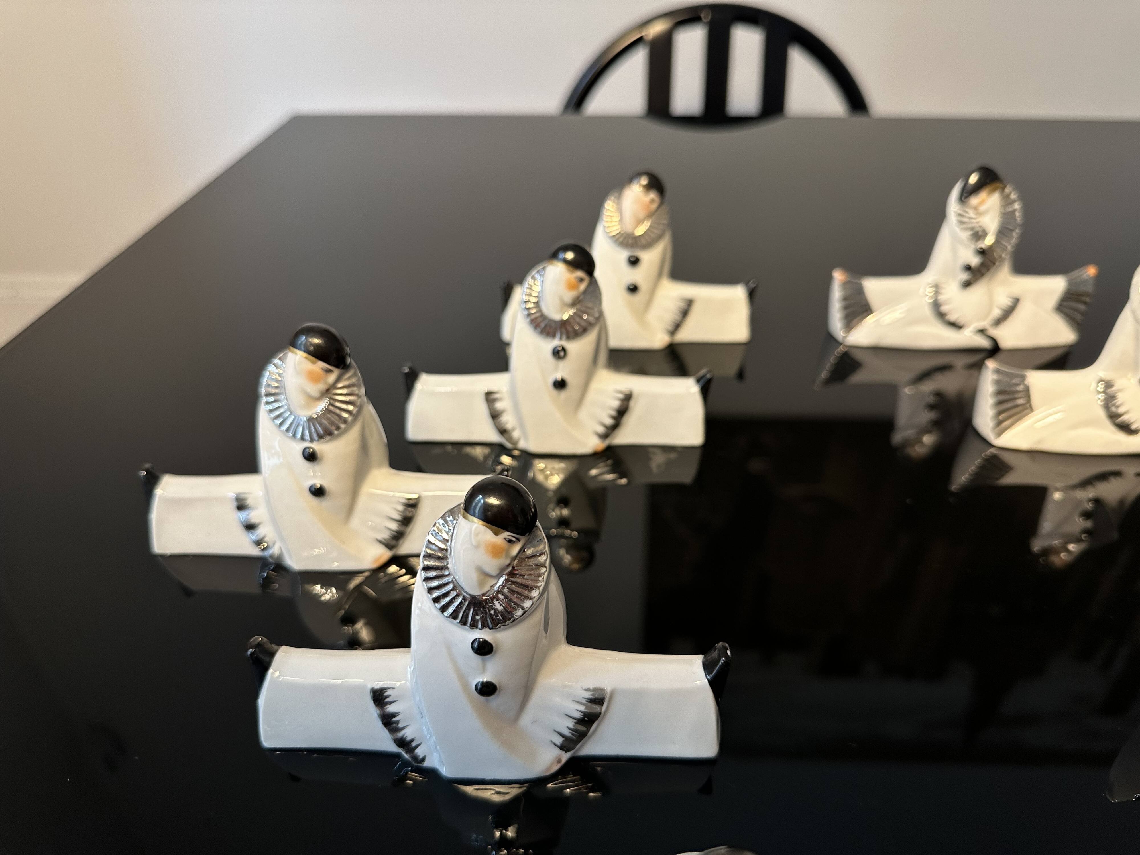 Knife holders (set of 10), Pierrot & Colombine