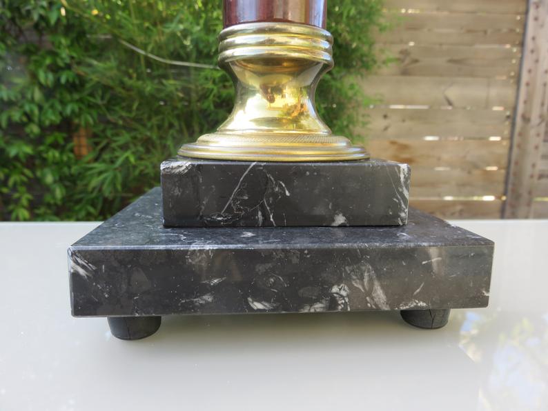 Napoleon III Empire column lamp in bronze and 19th marble