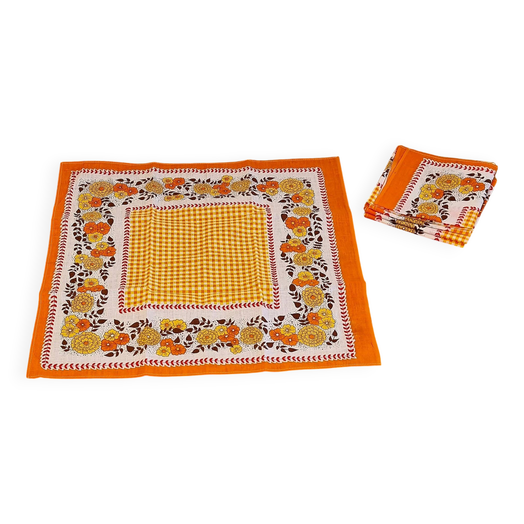 Set of 5 vintage orange napkins