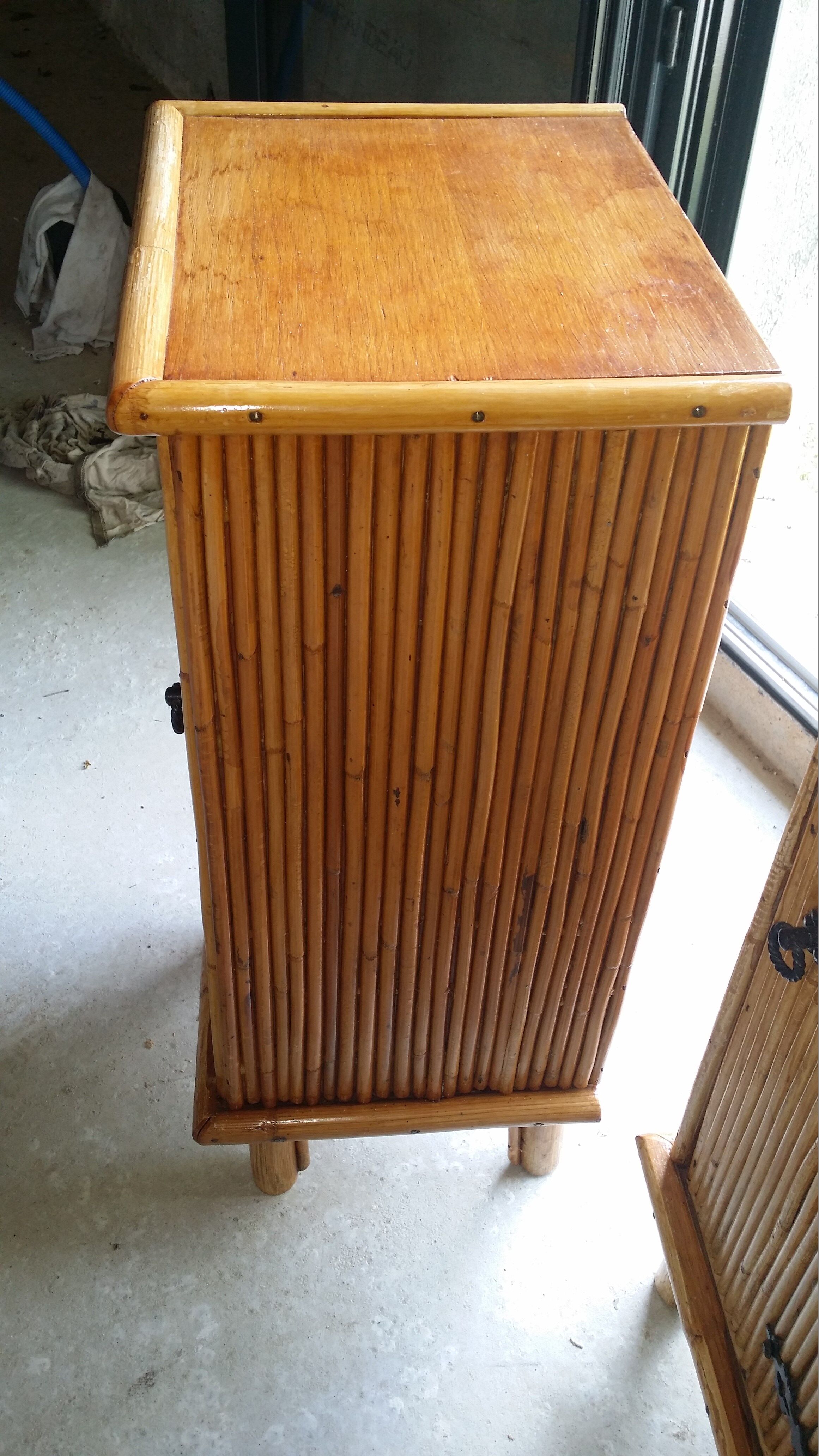 Pair of rattan bedsides
