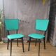 Lot de 2 chaises bois et moleskine verte