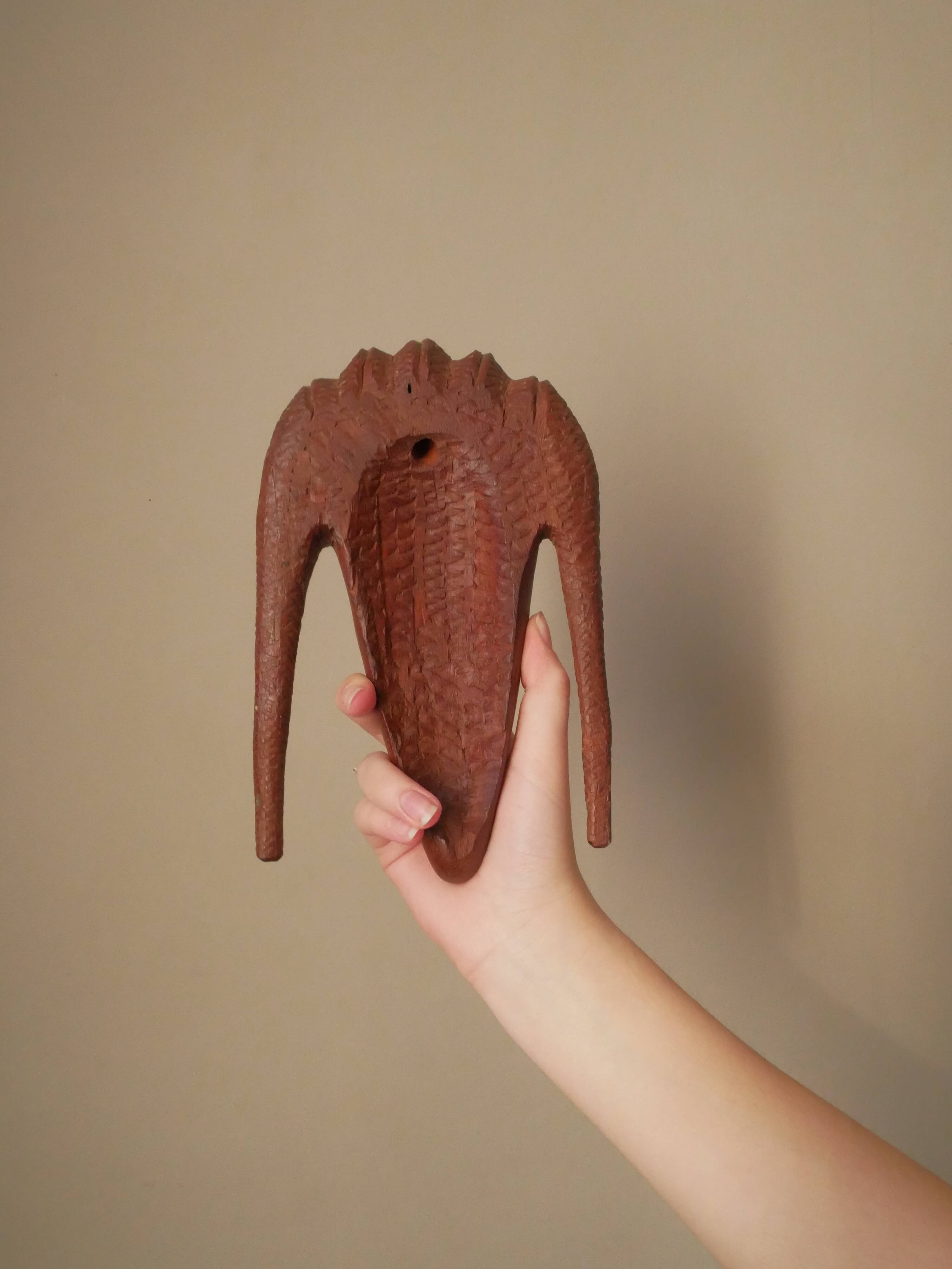 Carved wooden mask African art woman face handcrafted tribal ethnic decoration