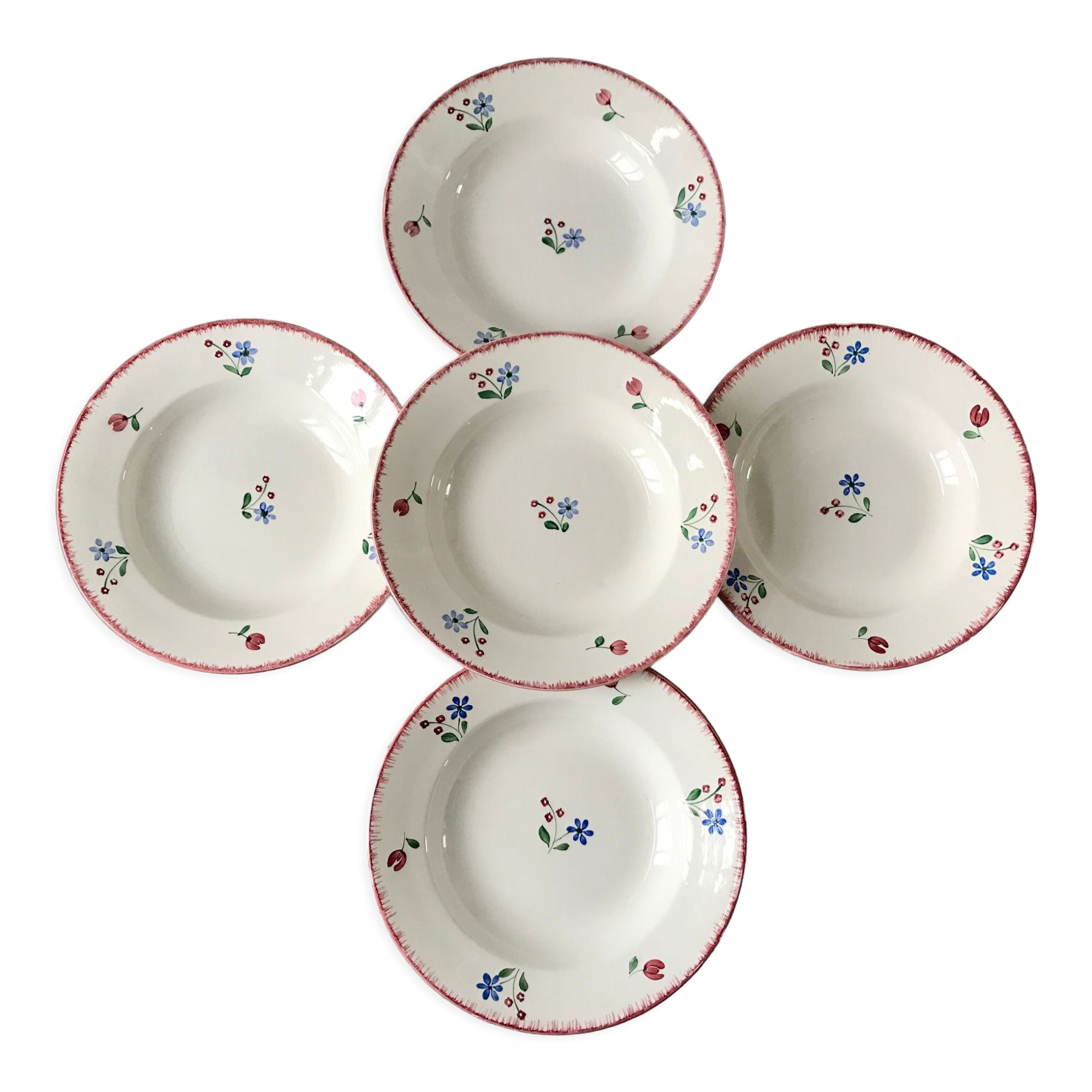 Lot of 5 hollow plates badonviller model "dany" years 30-40