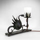 Wrought iron dragon table lamp, circa 1900