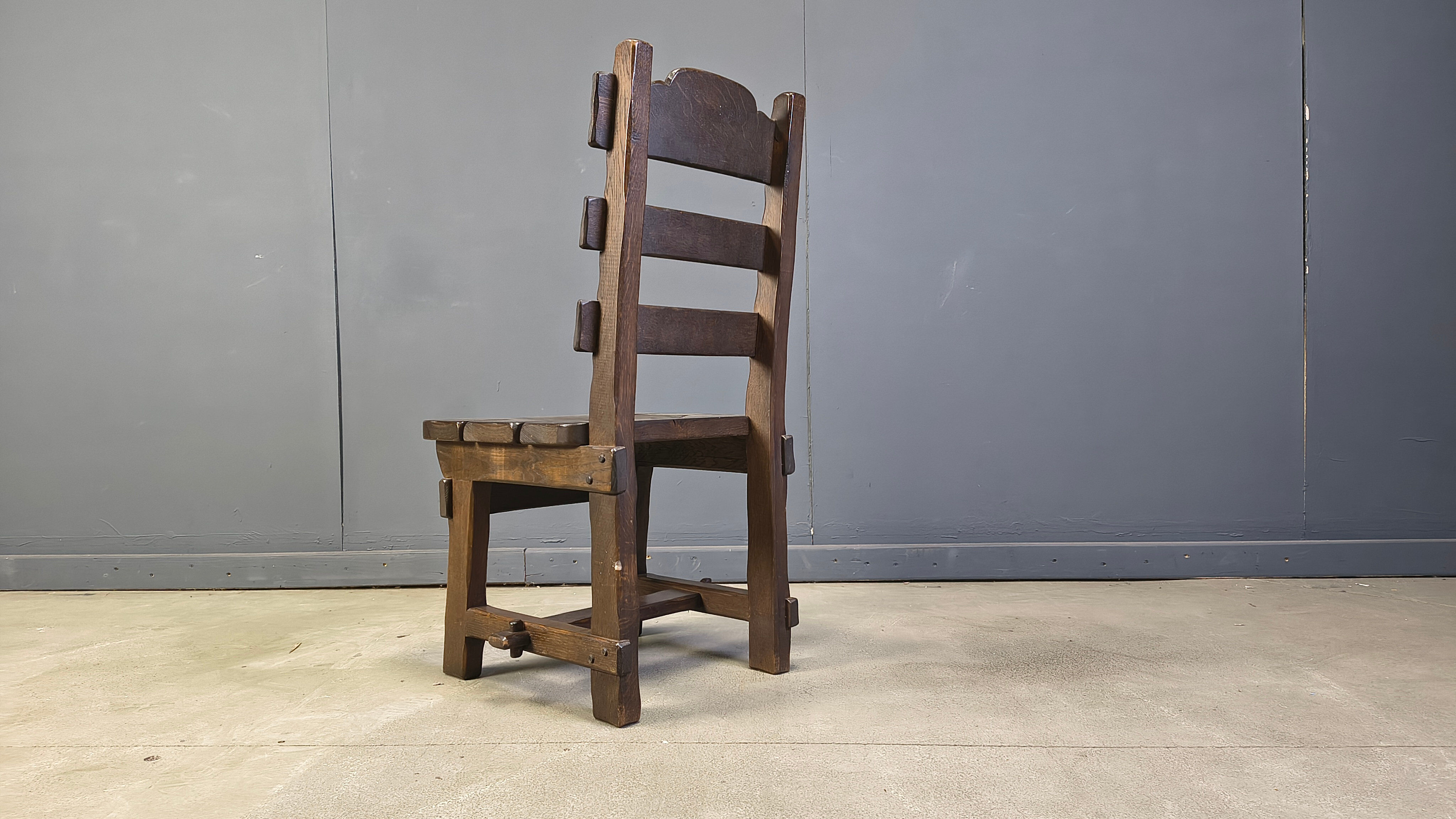 Vintage brutalist dining chairs, set of 6 - 1960s