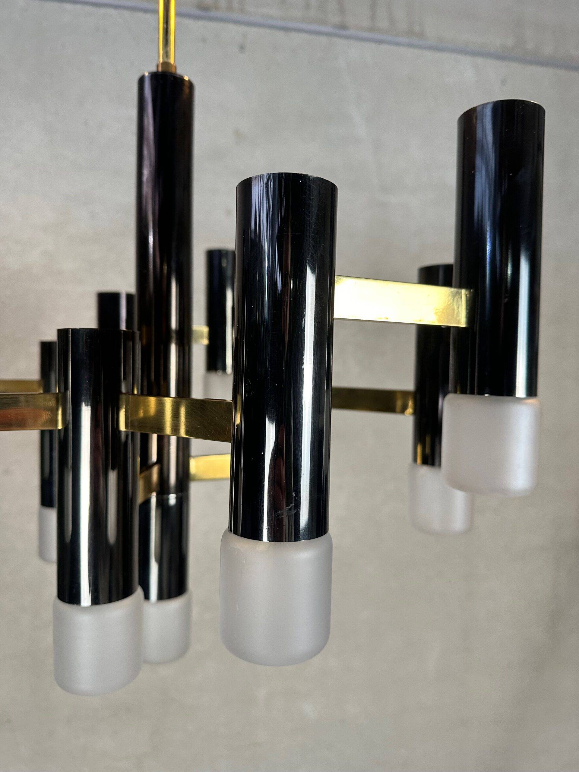 Vintage design 'hexagon' black & gold chandelier – Boulanger