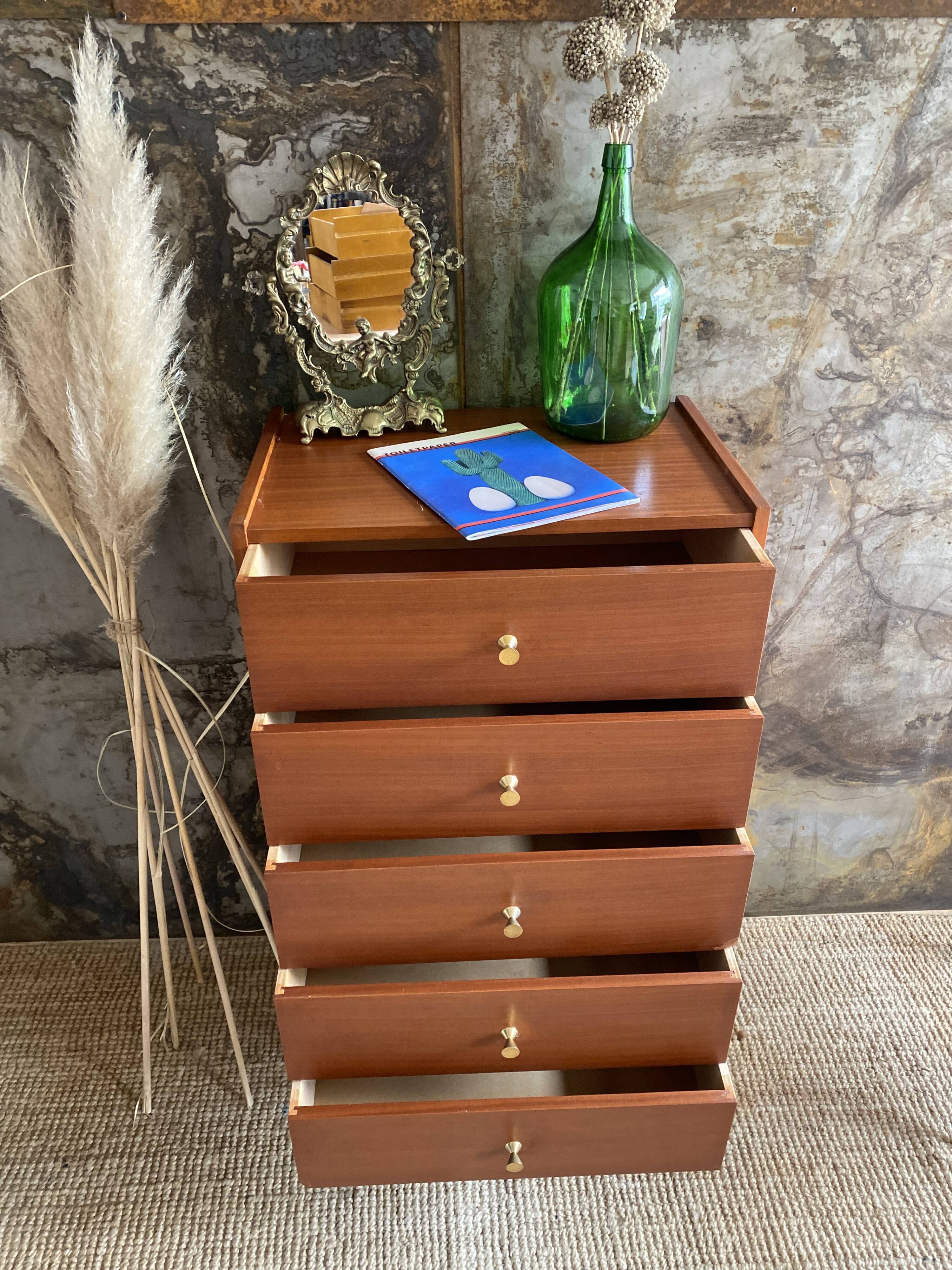 Wood & brass dresser