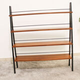 Scandinavian ladder shelves in teak and iron, Italy 50s