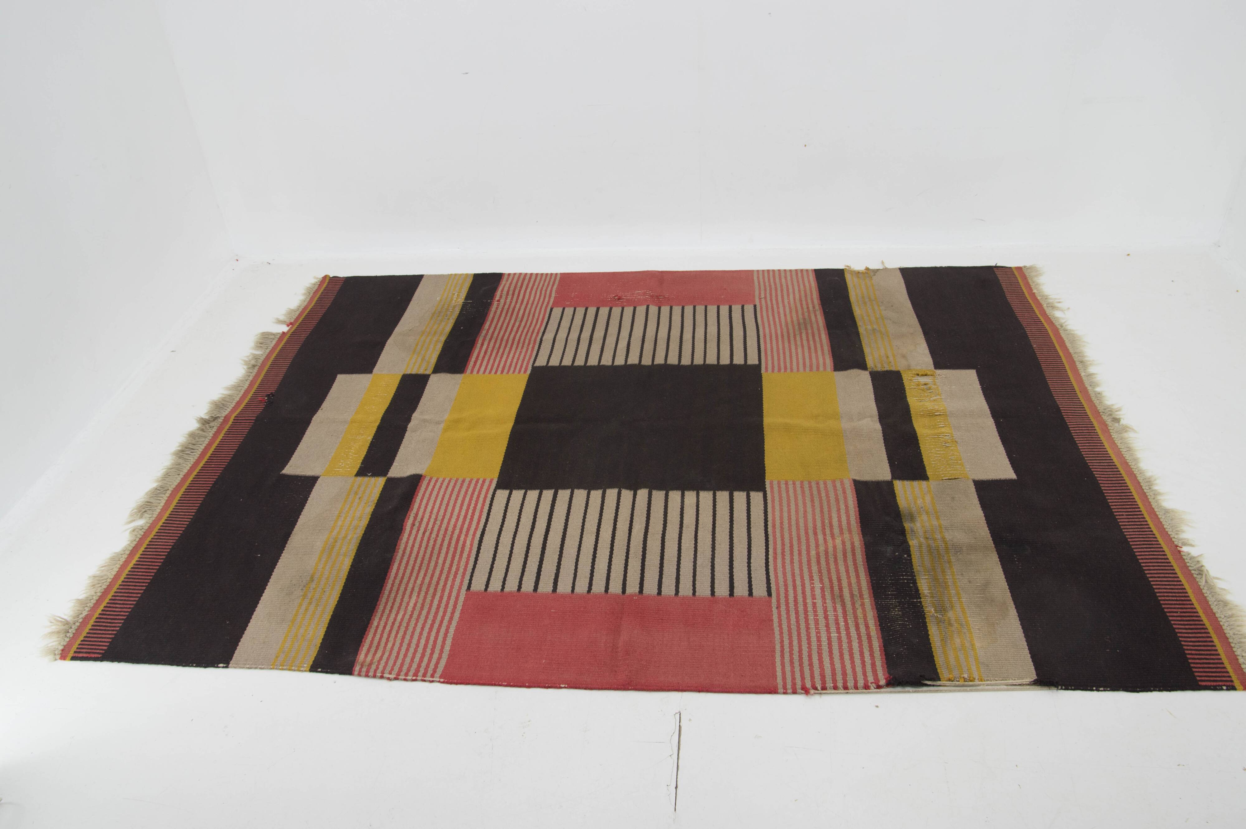 Rare Geometric Carpet by Antonin Kybal, 1948s