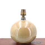 Lampe en céramique beige, abat jour en raphia, années 70