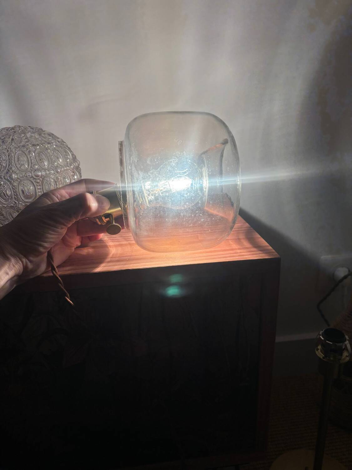 Pair of smoked glass wall sconces