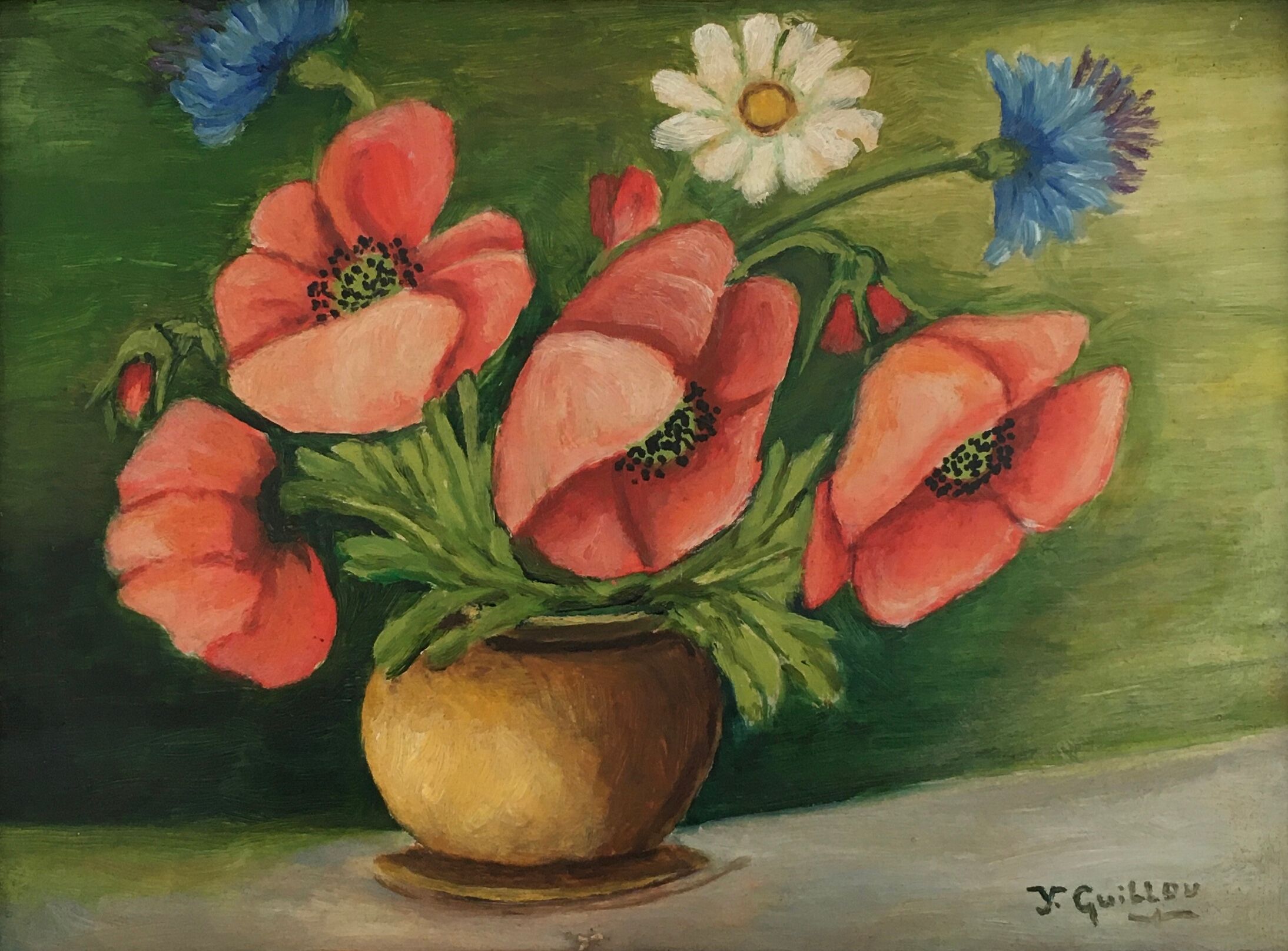 Poppy bouquet painting