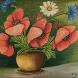 Tableau bouquet de coquelicots