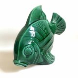 Green ceramic fish lejan art deco width 40 cm