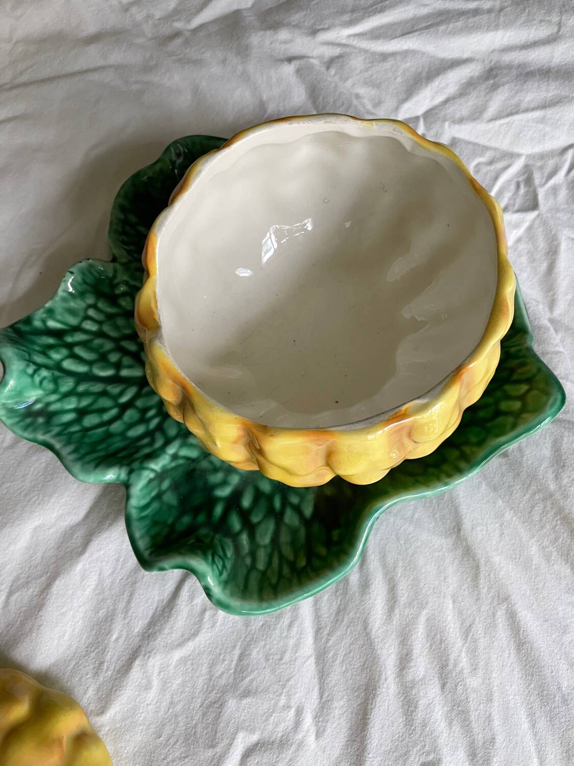 Antique majolica pumpkin jam jar