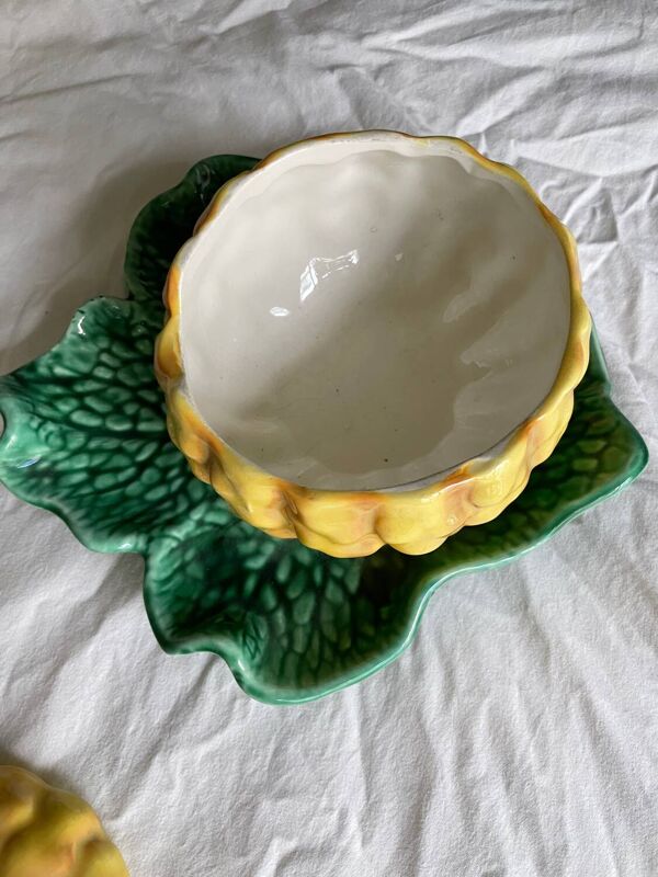 Pot de confiture antique citrouille majolique