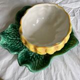 Antique majolica pumpkin jam jar